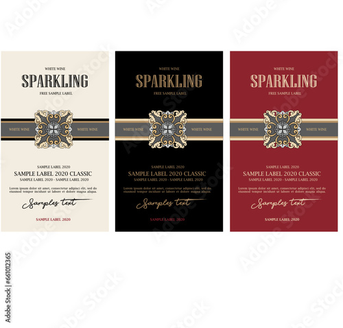LABEL FOR WHITE AND RED CLASSIC WINE BOTTLES