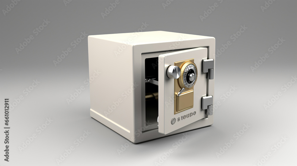 Mini safe on white background - obrazy, fototapety, plakaty 