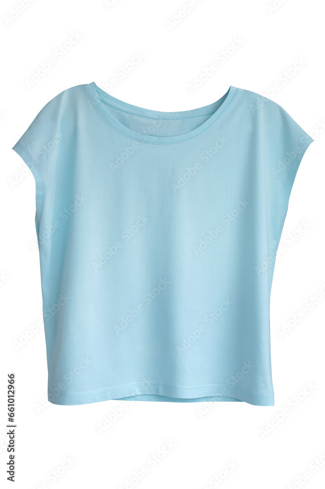Basic women's blue T-shirt. T-shirt mockup Basic women's blue T-shirt. T-shirt mockup