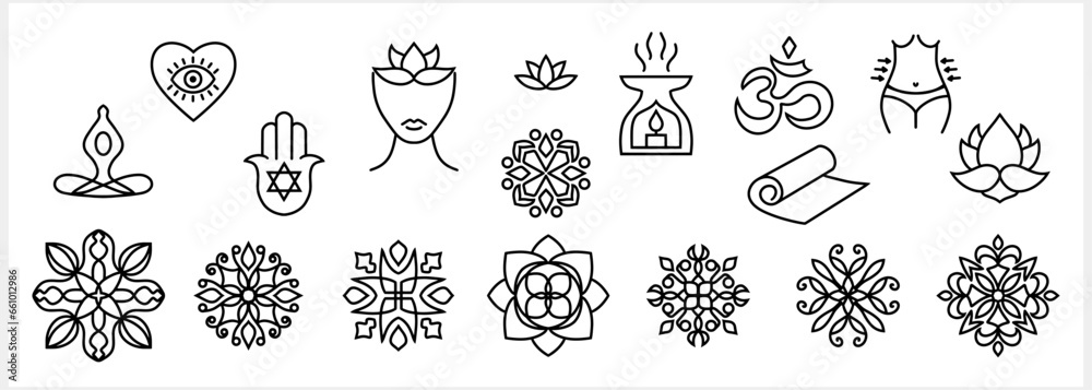 custom made wallpaper toronto digitalYoga icon isolated. Oriental design element. Hand drawn line art mandala. Doodle sketch vector stock illustration. EPS 10