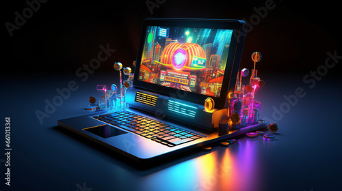 Online gambling 3d concept