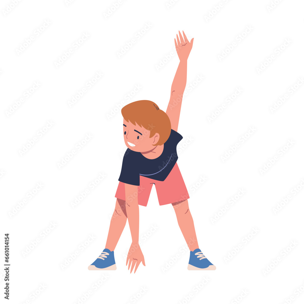 Teen Boy with Windmill Arms Engaged in Sport Activity Doing Physical Exercise Vector Illustration Teen Boy with Windmill Arms Engaged in Sport Activity Doing Physical Exercise Vector Illustration
