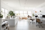 A bright, white office space. Generative AI