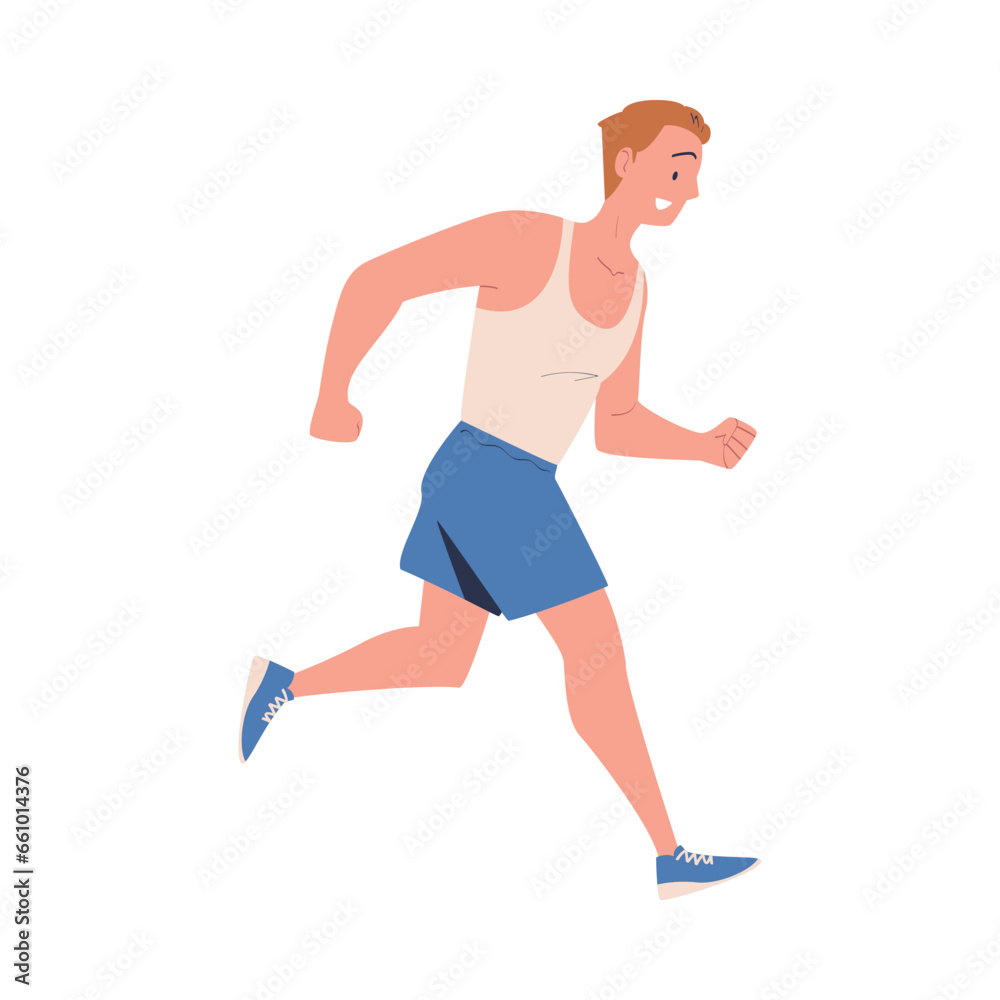 Young Man Running Engaged in Sport Activity Doing Physical Exercise Vector Illustration Young Man Running Engaged in Sport Activity Doing Physical Exercise Vector Illustration