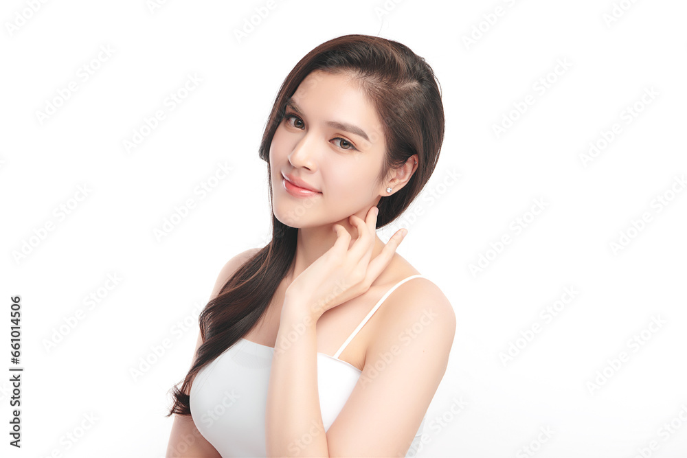 Beautiful young asian woman with clean fresh skin on white background, Face care, Facial treatment, Cosmetology, beauty and spa, Asian women portrait. Beautiful young asian woman with clean fresh skin on white background, Face care, Facial treatment, Cosmetology, beauty and spa, Asian women portrait.