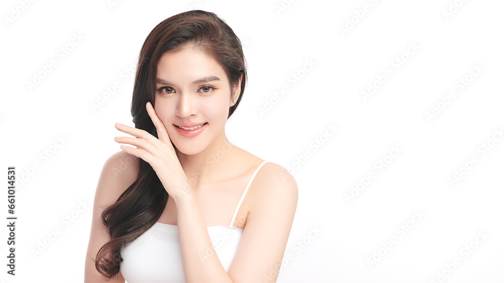 Beautiful young asian woman with clean fresh skin on white background, Face care, Facial treatment, Cosmetology, beauty and spa, Asian women portrait. Beautiful young asian woman with clean fresh skin on white background, Face care, Facial treatment, Cosmetology, beauty and spa, Asian women portrait.