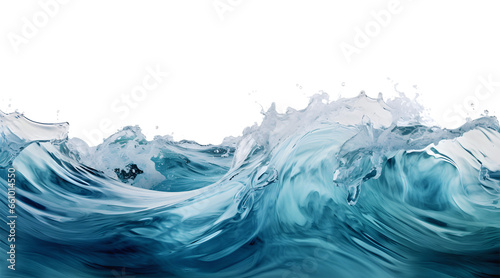 Fresh blue water wave splash isolated on transparent background. 