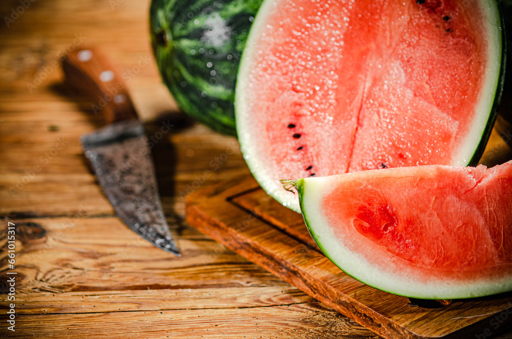 Sliced fresh watermelon .