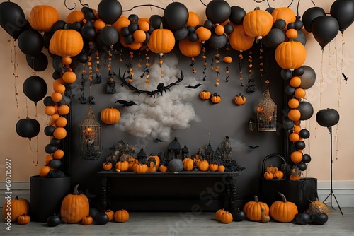 Halloween Party Backdrop, Halloween party decor , kids photography, printable, haunted house, pumpkins, background, Halloween digital backdrop, party decor,