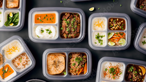 lunch box with European food for advertising photo