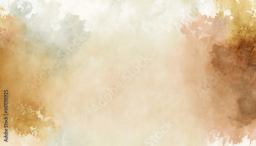 Watercolor textured background, stained, spilled tea on paper, generative ai