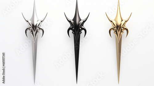 Tridents silver golden and black metal