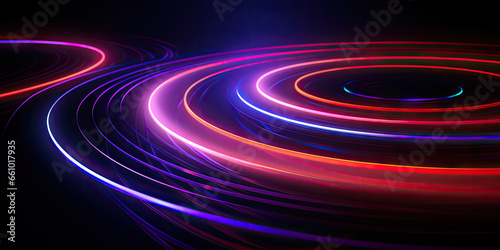 Vibrant neon lights forming a mesmerizing circular pattern.