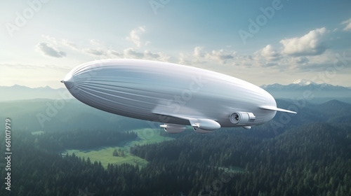 White blank zeppelin airship