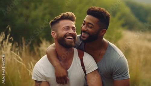 Gay couple outdoors