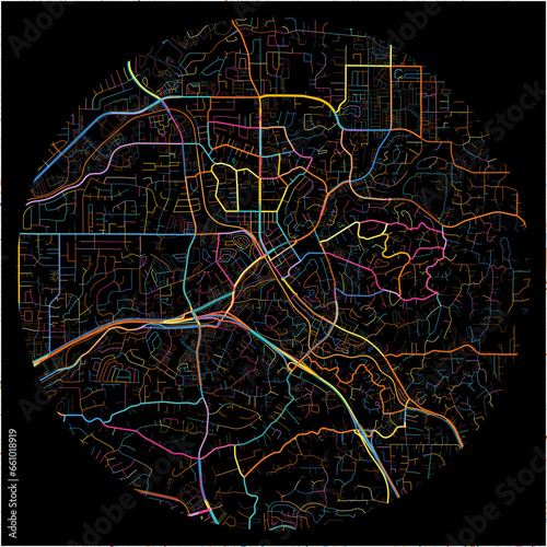 Colorful Map of Vista, California with all major and minor roads.