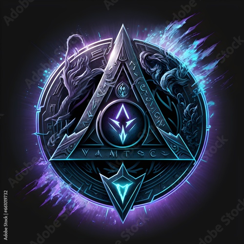 An symbol for a cyberpunk cardgame faction that is a hacker groupe named Ghost Walkers in exemple Magic mana icon or pokemon energy symbol  photo
