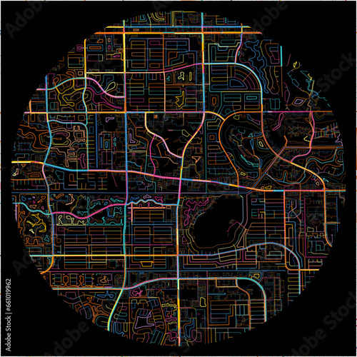 Colorful Map of Sunrise, Florida with all major and minor roads.