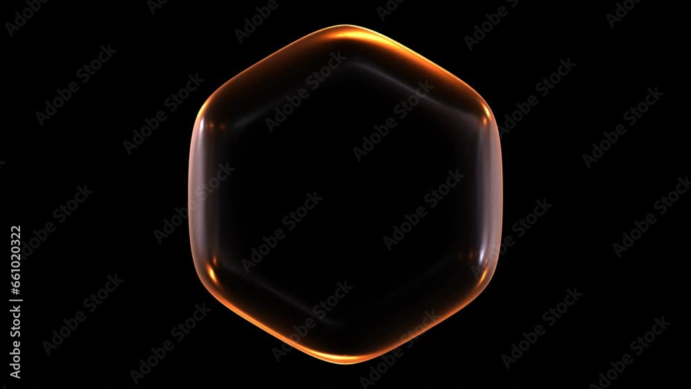 Hexagon 3d glowing geometric shape animation.