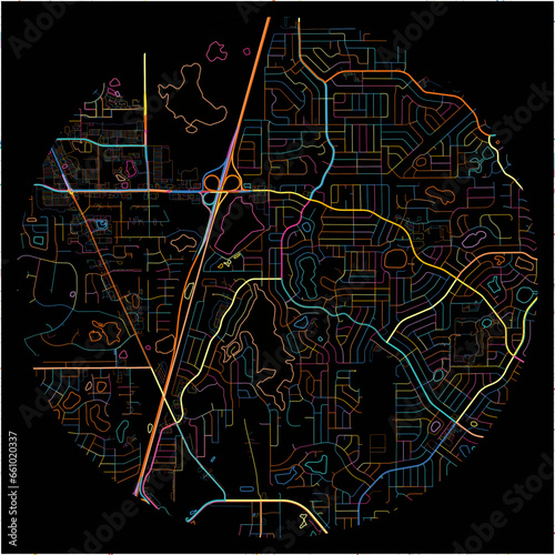 Colorful Map of Deltona, Florida with all major and minor roads. photo