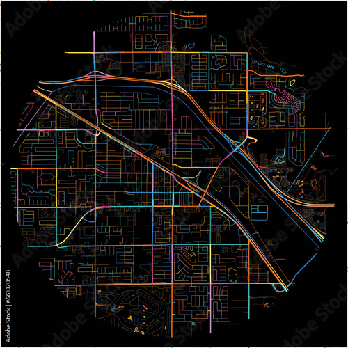 Colorful Map of Indio, California with all major and minor roads.