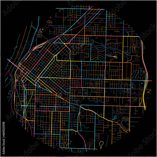Colorful Map of FortSmith, Arkansas with all major and minor roads.