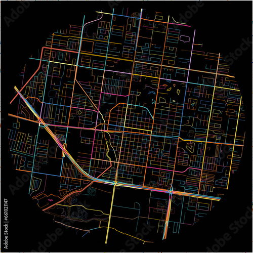 Colorful Map of Mission, Texas with all major and minor roads.