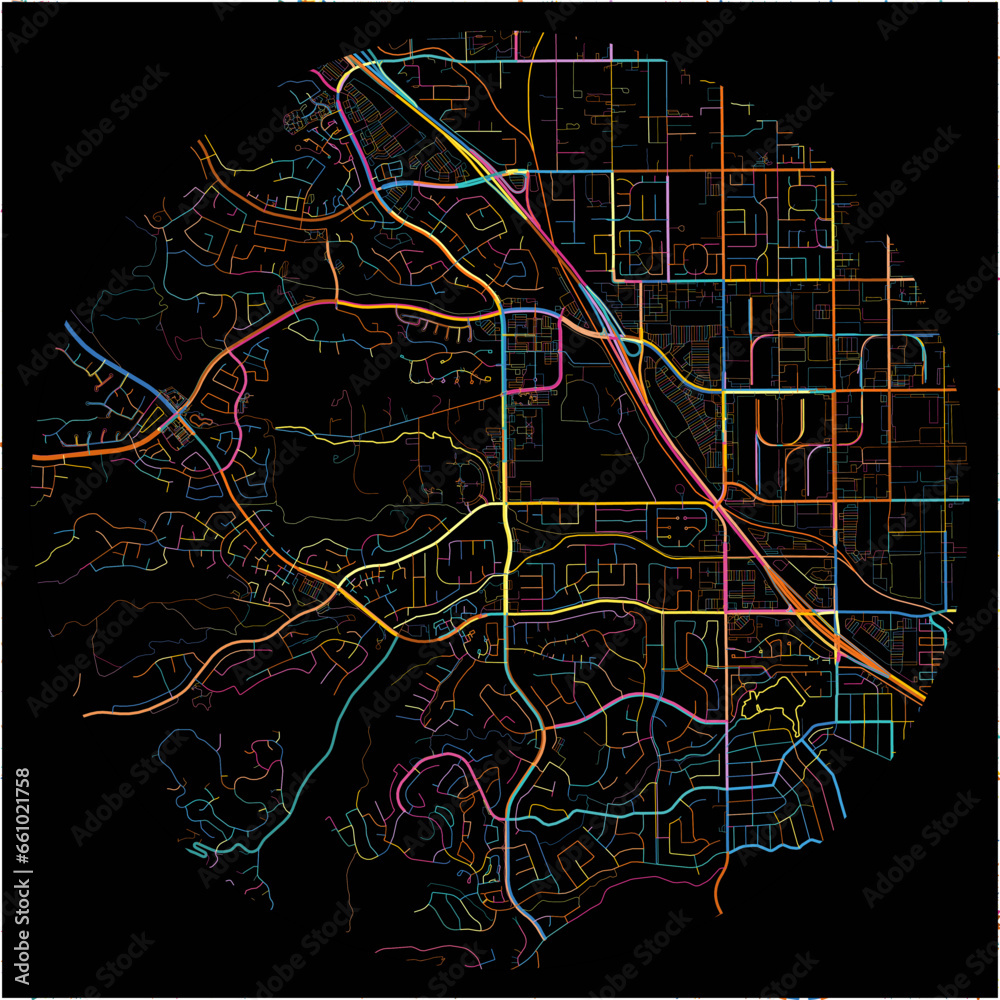 Colorful Map of ChinoHills, California with all major and minor roads.