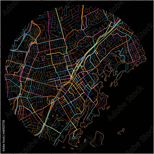 Colorful Map of NewRochelle, New York with all major and minor roads.