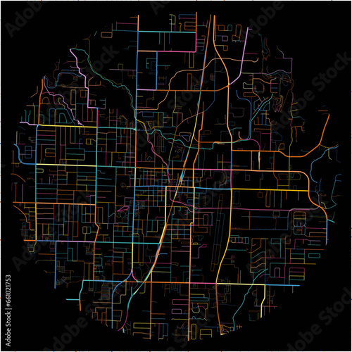 Colorful Map of Springdale, Arkansas with all major and minor roads.