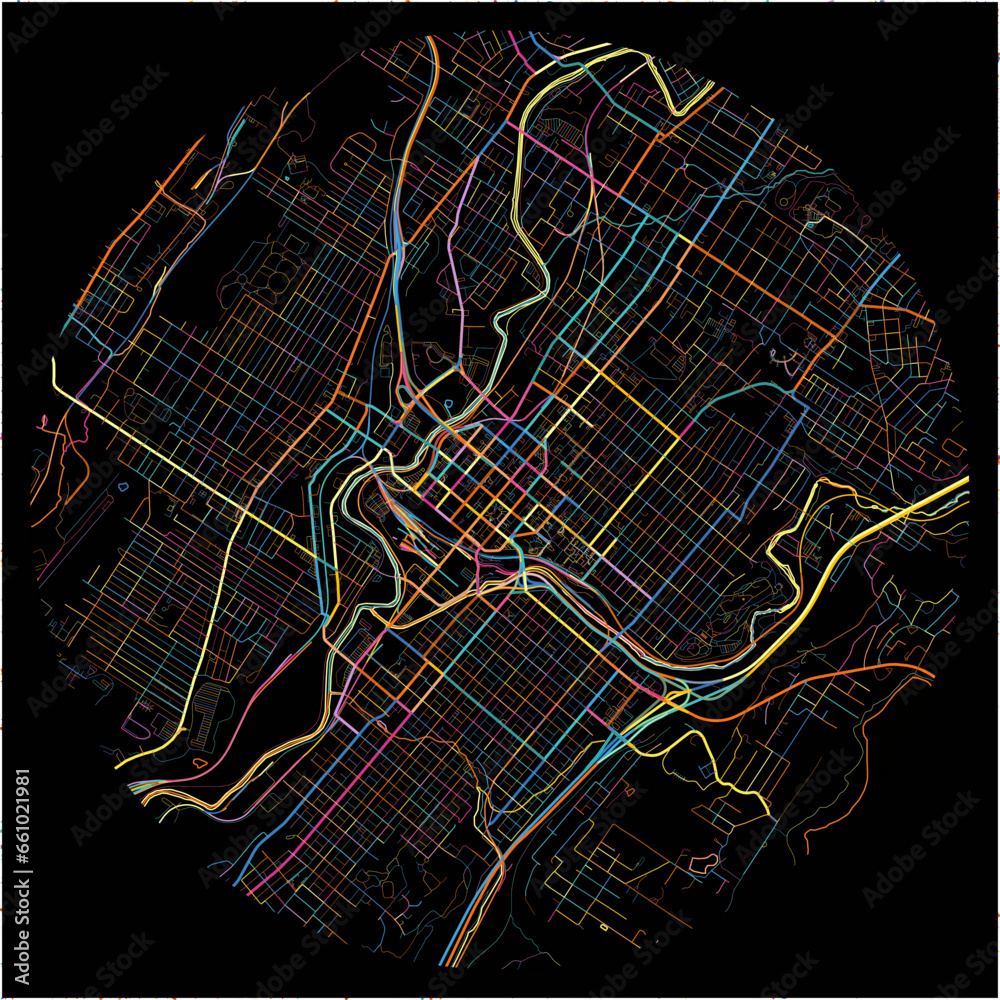 Colorful Map of Scranton, Pennsylvania with all major and minor roads.