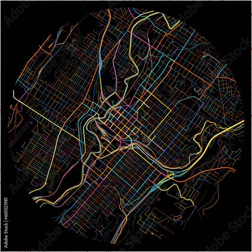 Colorful Map of Scranton, Pennsylvania with all major and minor roads.