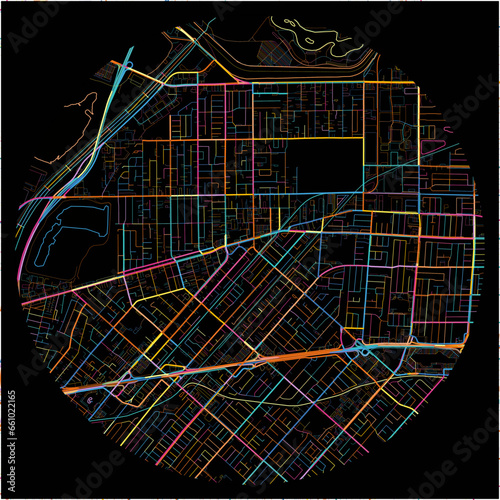 Colorful Map of BaldwinPark, California with all major and minor roads.
