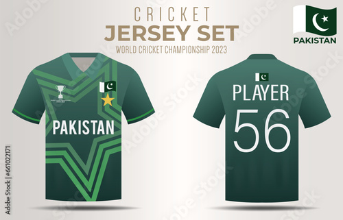 Jersey for Pakistan Cricket Team Front and Back view