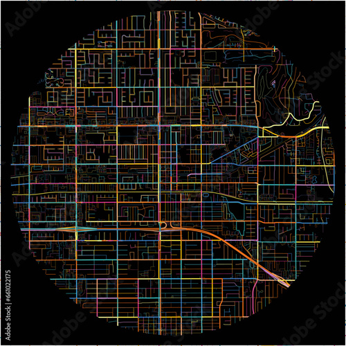 Colorful Map of Upland, California with all major and minor roads.