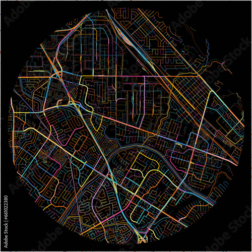 Colorful Map of UnionCity, California with all major and minor roads.