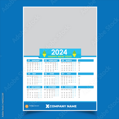 2024 calendar template, Easy Editable File