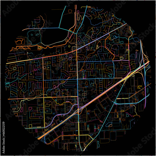 Colorful Map of Bolingbrook, Illinois with all major and minor roads.