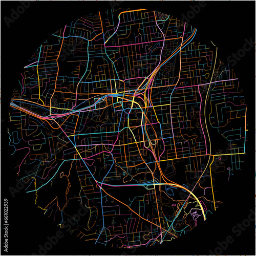 Colorful Map of NewBritain, Connecticut with all major and minor roads.