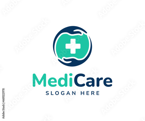 Medical care logo design template. Medical pharmacy logo design template