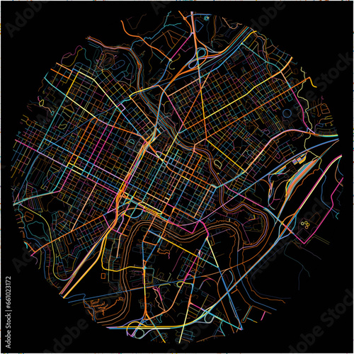 Colorful Map of Wilmington, Delaware with all major and minor roads.