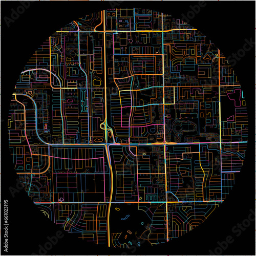 Colorful Map of Lauderhill, Florida with all major and minor roads.