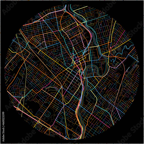 Colorful Map of Passaic, New Jersey with all major and minor roads.