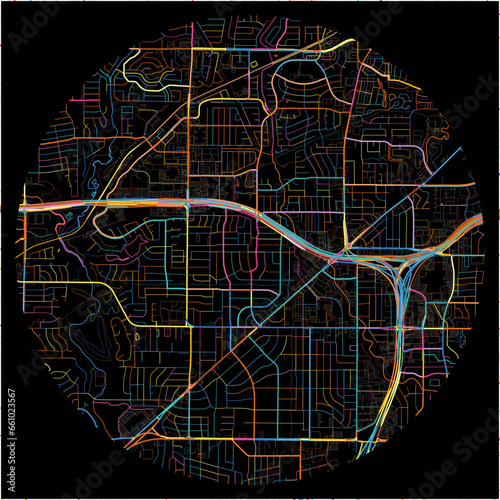 Colorful Map of NorthRichlandHills, Texas with all major and minor roads.