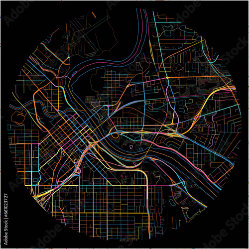 Colorful Map of BossierCity, Louisiana with all major and minor roads.