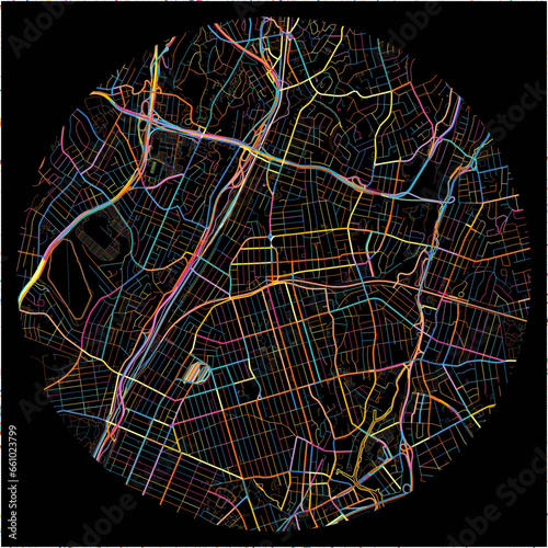 Colorful Map of MountVernon, New York with all major and minor roads.