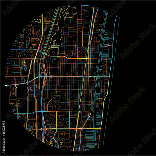 Colorful Map of DelrayBeach, Florida with all major and minor roads.