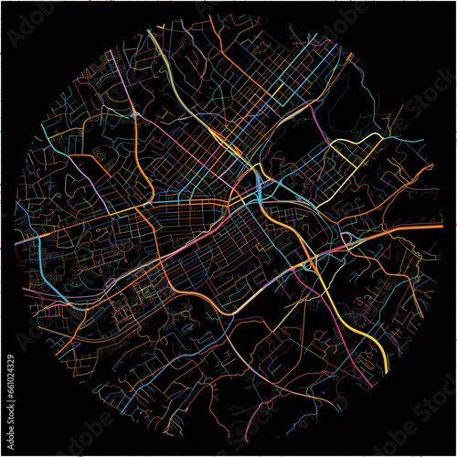 Colorful Map of JohnsonCity, Tennessee with all major and minor roads.