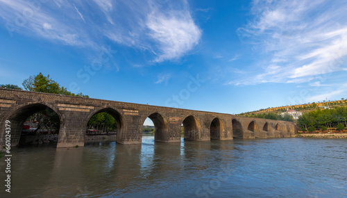 Diyarbakir, Turkey historic ten-eyed bridge view (on gozlu kopru)