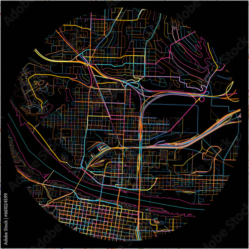 Colorful Map of NorthLittleRock, Arkansas with all major and minor roads.
